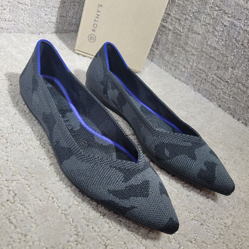 Rothy’s The Point Women's Size 6 US Grey Camo Pointed Toe Slip on Flat Shoes - Picture 15 of 16